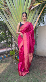 Beautiful Ready To Wear Soft Litchi Silk Saree With Unstitched Blouse