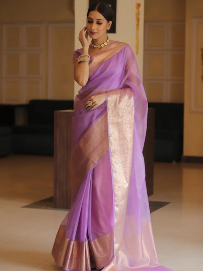 Beautiful Organza Jacquard Saree With Raw Silk Blouse
