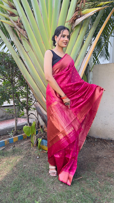 Beautiful Ready To Wear Soft Litchi Silk Saree With Unstitched Blouse