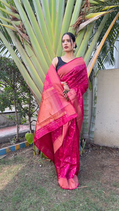 Beautiful Ready To Wear Soft Litchi Silk Saree With Unstitched Blouse