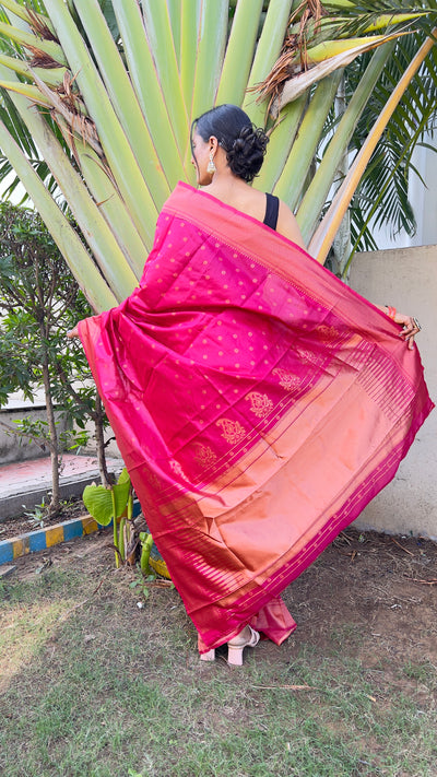 Beautiful Ready To Wear Soft Litchi Silk Saree With Unstitched Blouse