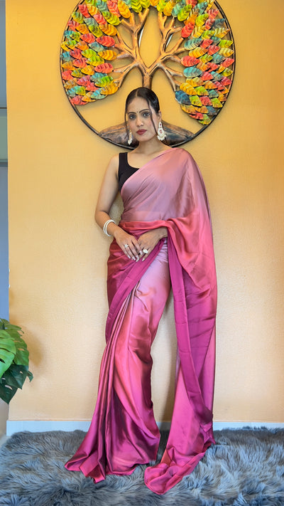 Beautiful Ready To Wear Rangoli Silk Printed Red Saree With Unstitched Blouse