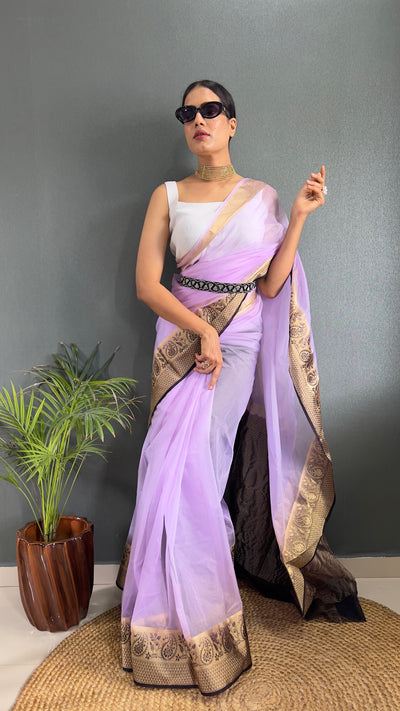 Beautiful Pure Kanchi Organza Jacquard Saree With Unstitched Blouse