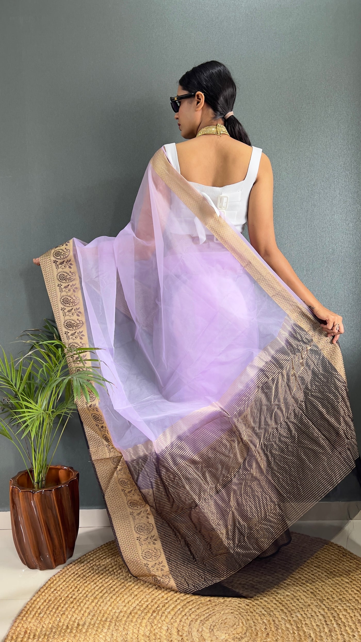 Beautiful Pure Kanchi Organza Jacquard Saree With Unstitched Blouse