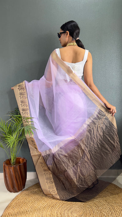 Beautiful Pure Kanchi Organza Jacquard Saree With Unstitched Blouse