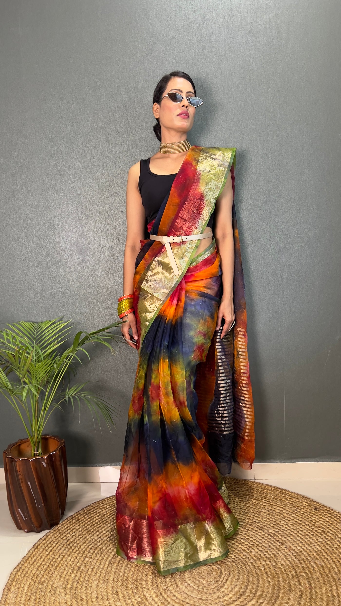 Beautiful Organza Printed Saree With Unstitched Blouse