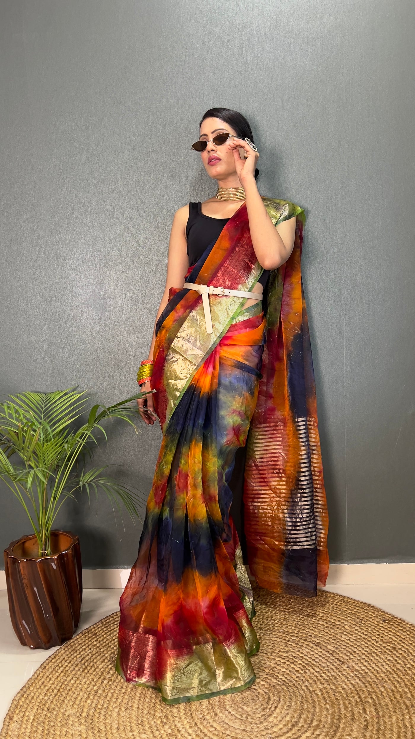 Beautiful Organza Printed Saree With Unstitched Blouse