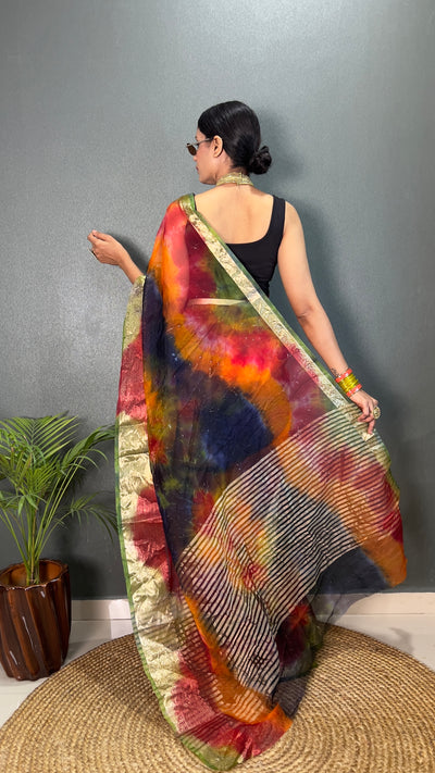 Beautiful Organza Printed Saree With Unstitched Blouse