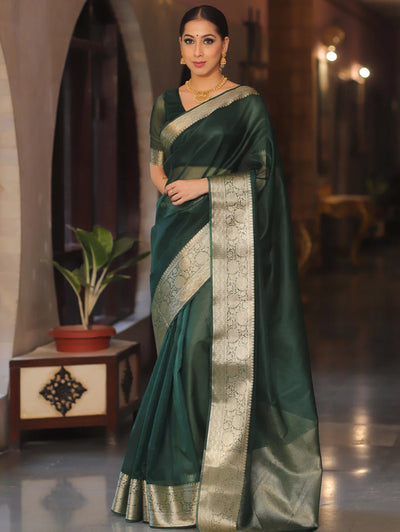 Beautiful Organza Jacquard Saree With Raw Silk Blouse