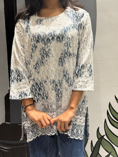 Elegant White Chikankari Cotton Kurti