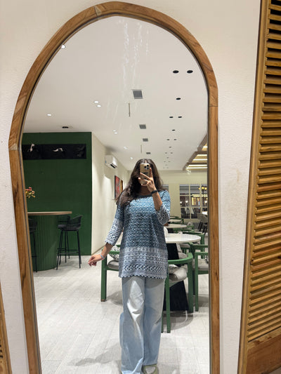 Beautiful Navy Blue Chikankari Cotton Kurti