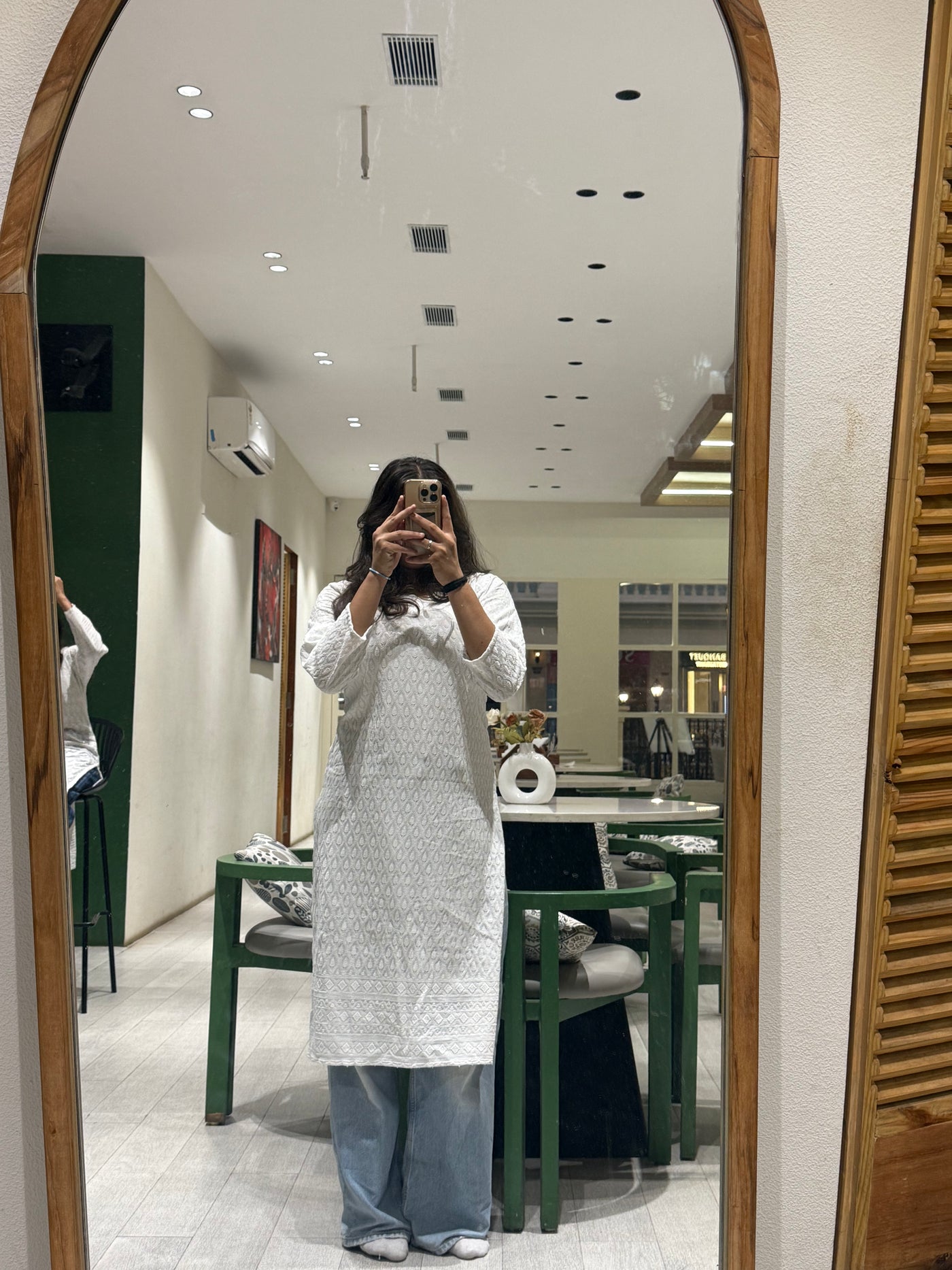 Elegant White Chikankari Cotton Kurti