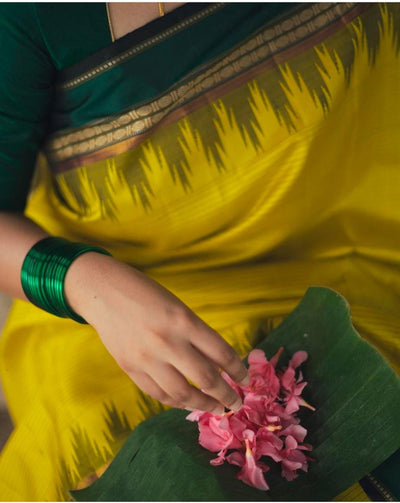 Gorgeous Yellow Soft Litchi Silk Printed Saree With Unstitched Blouse