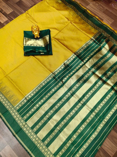 Gorgeous Yellow Soft Litchi Silk Printed Saree With Unstitched Blouse