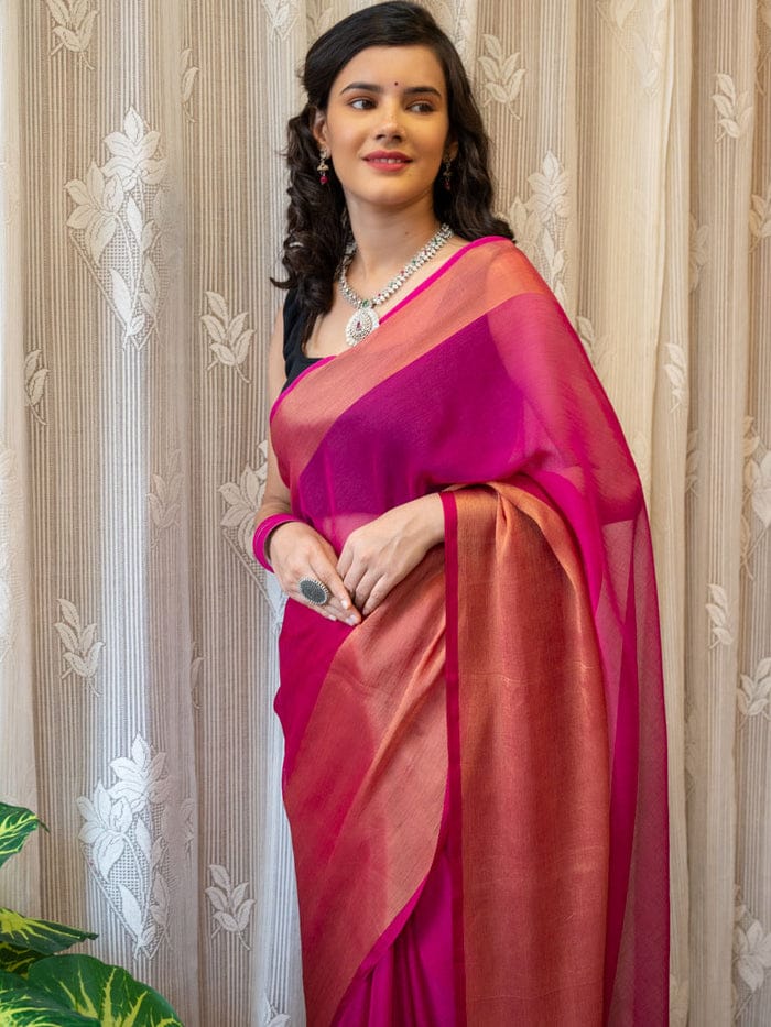 The Pink Blooming Georgette Saree by The Circle Of Devi