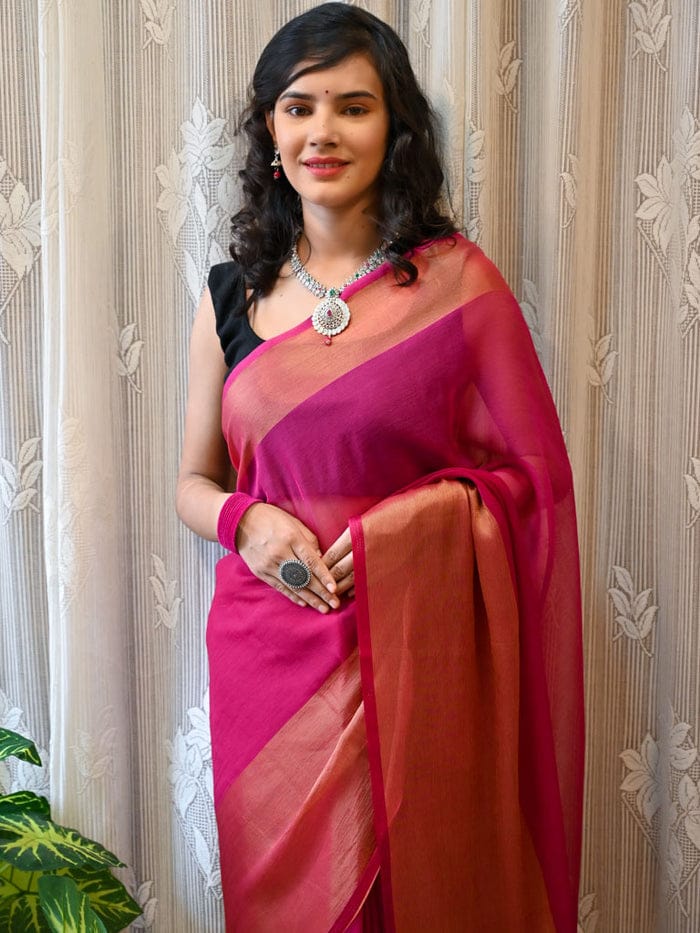 The Pink Blooming Georgette Saree by The Circle Of Devi