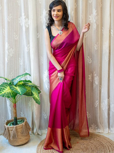 The Pink Blooming Georgette Saree by The Circle Of Devi