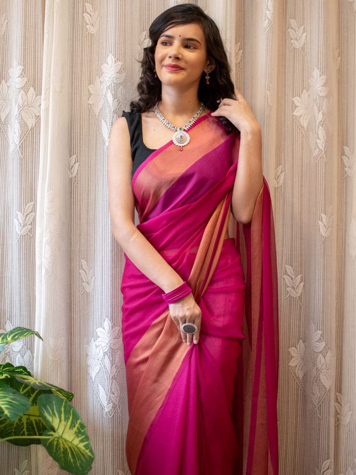 The Pink Blooming Georgette Saree by The Circle Of Devi