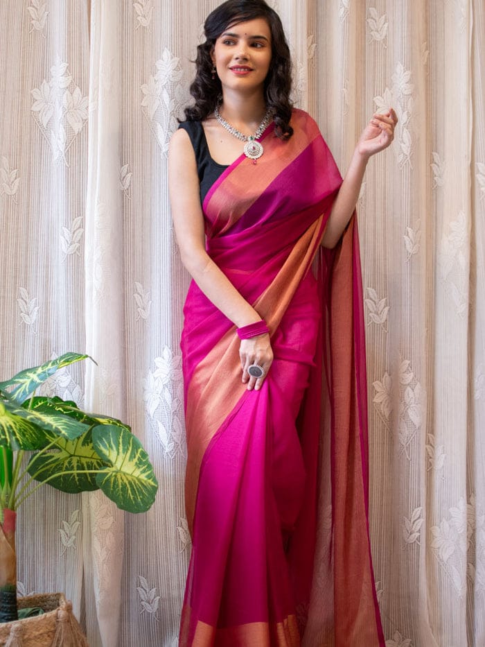 The Pink Blooming Georgette Saree by The Circle Of Devi