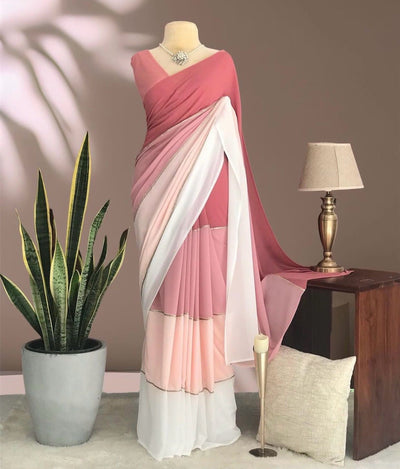 Smooth Georgette Saree with Digital Print & Lace With Satin Silk Blouse