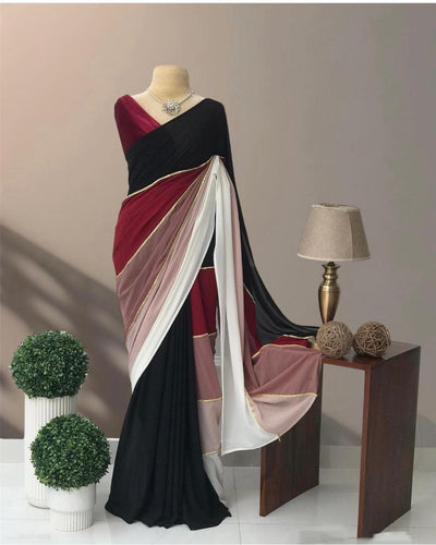 Smooth Georgette Saree with Digital Print & Lace With Satin Silk Blouse