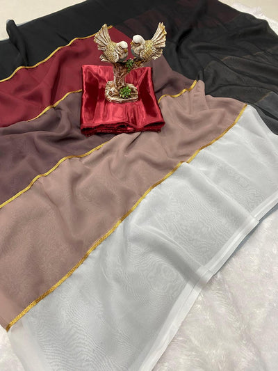 Smooth Georgette Saree with Digital Print & Lace With Satin Silk Blouse