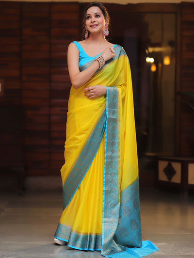Elegant Soft Chinon Saree with Running Blouse