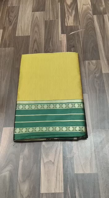 Gorgeous Yellow Soft Litchi Silk Printed Saree With Unstitched Blouse