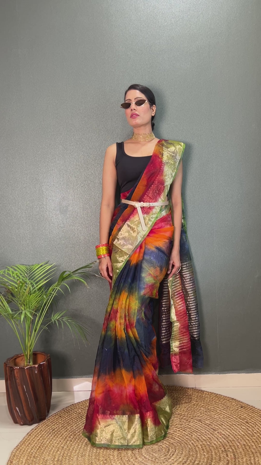 Beautiful Organza Printed Saree With Unstitched Blouse