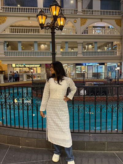 Beautiful White Chikankari Cotton Kurti